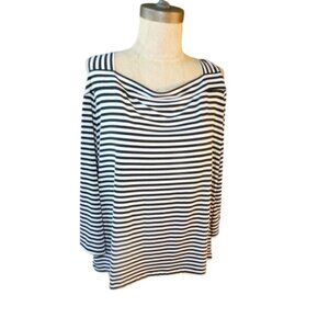 Chico's Size XL (3) Stiped Slinky Cold Shoulder 3/4 Sleeve Blouse